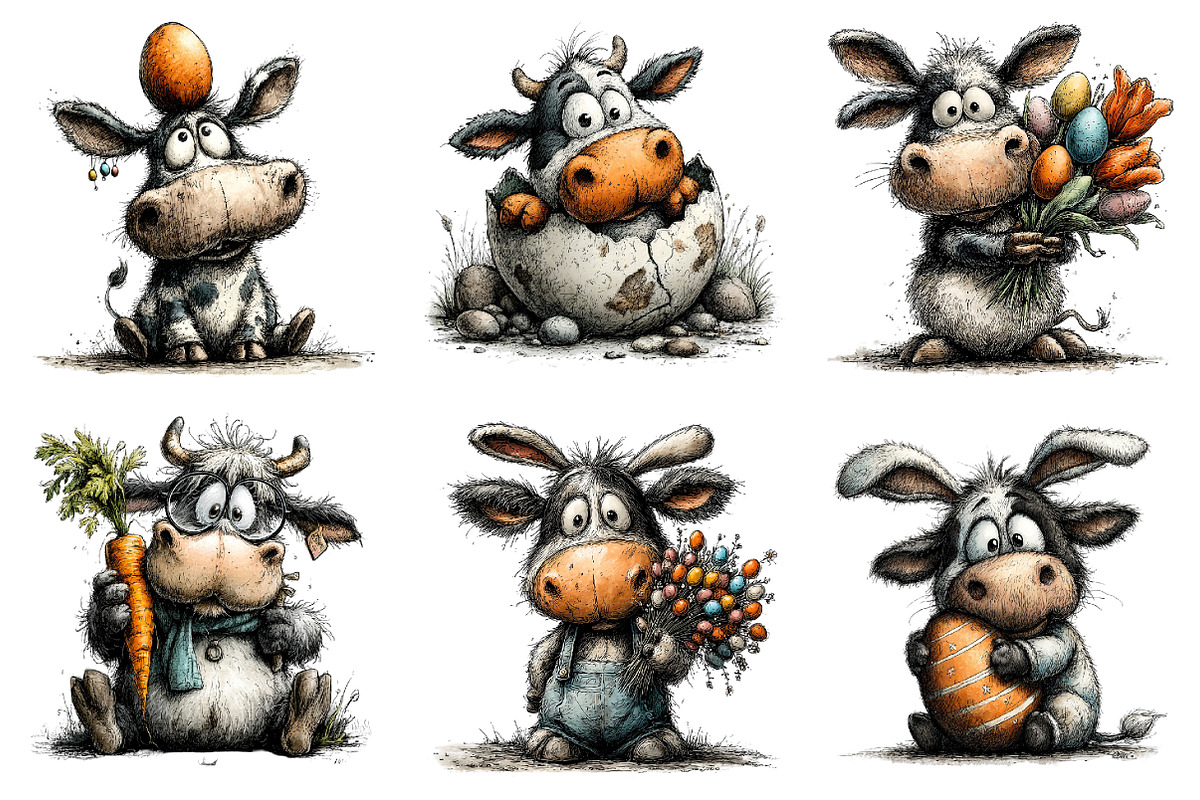 Funny Easter Cow Clipart, an Illustration by Dream Creation (Photo 5 of 6)
