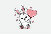 Bunny Holding a Valentine's Heart, an Animal Illustration by shazi (Thumbnail 2 of 3)