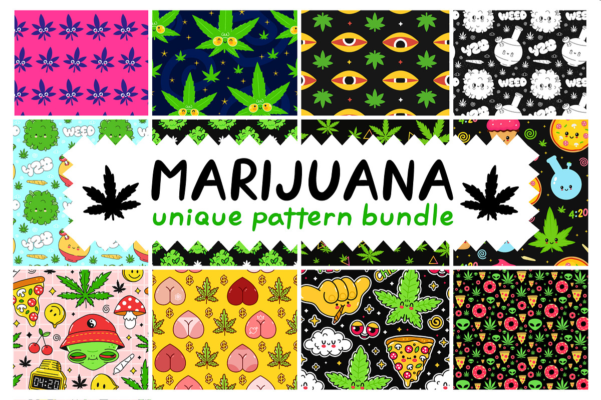 Marijuana pattern bundle, a Pattern Graphic by Slavko Kahovsky (Photo 1 of 7)