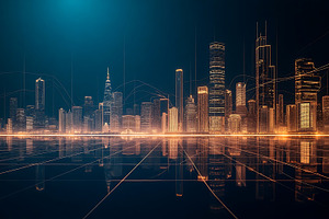 Futuristic city skyline illustration, a Technology Photo by Artonix