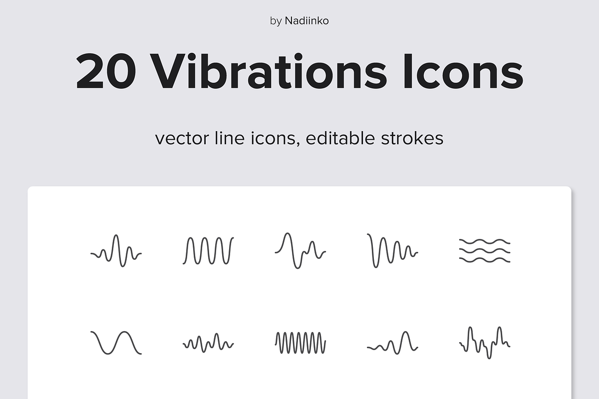 Vibrations Line Icons, an Outline Icon by Nadiinko (Photo 1 of 2)