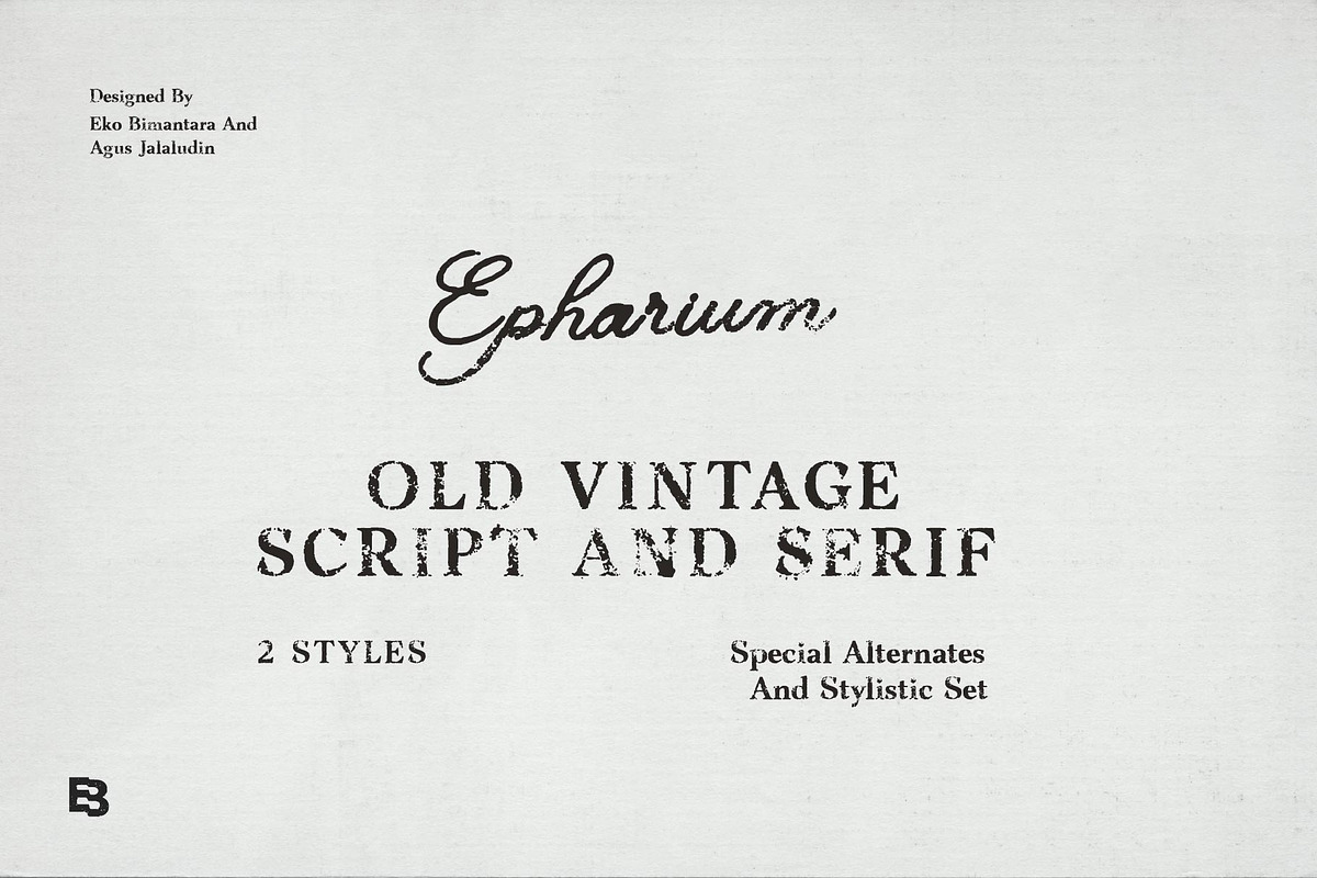 Epharium; Old Vintage Font Duo, a Script Font by Eko Bimantara (Photo 1 of 10)