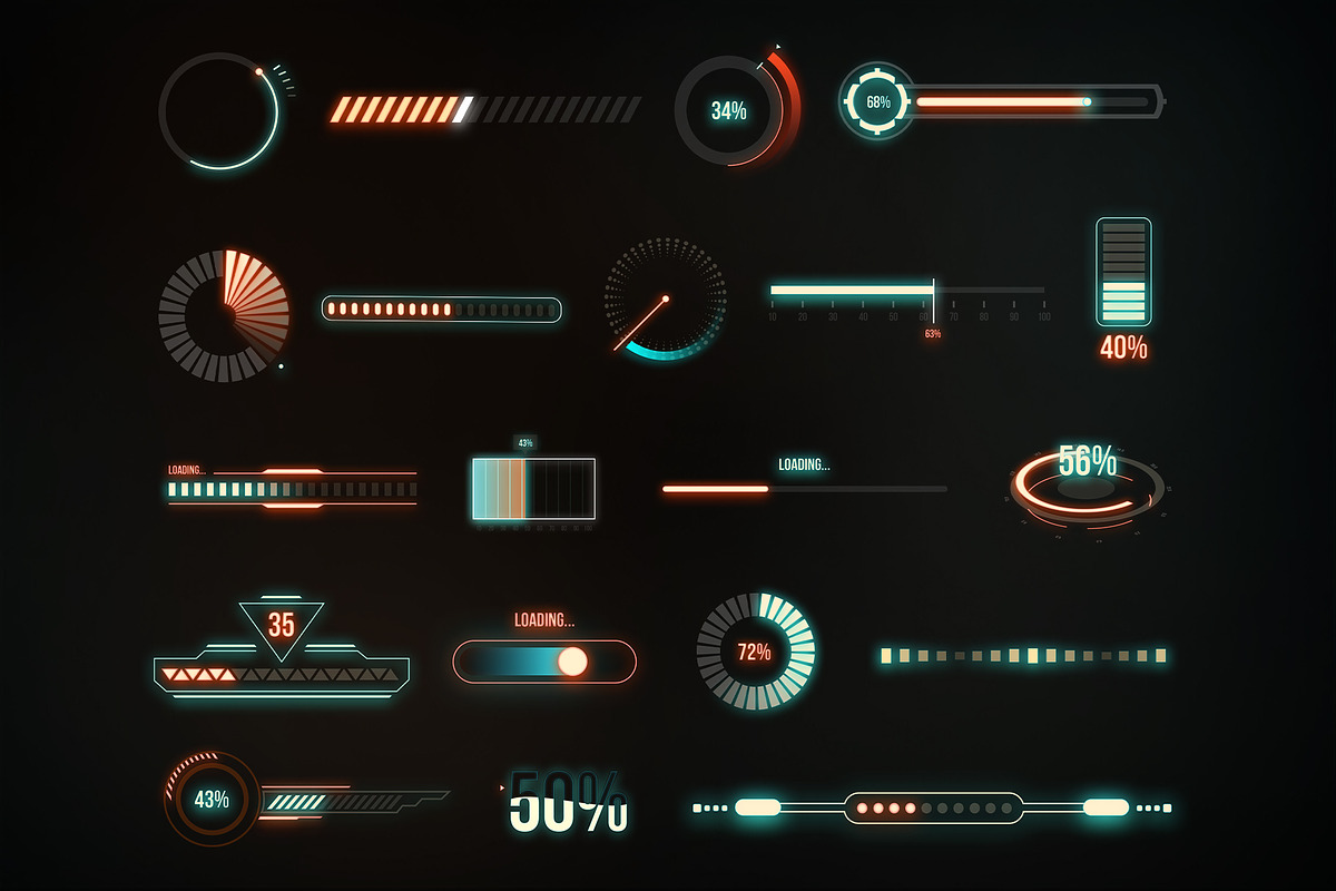 Cyberpunk Loading Progress Bars, an Object Graphic by Pixflow (Photo 2 of 5)