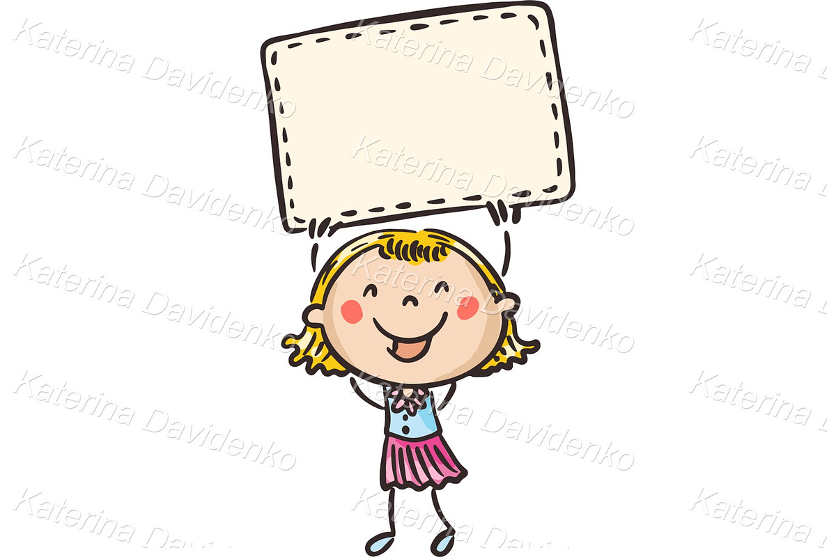 Happy childrens holding blank signs, a Person Illustration by Bubert Art (Photo 3 of 10)