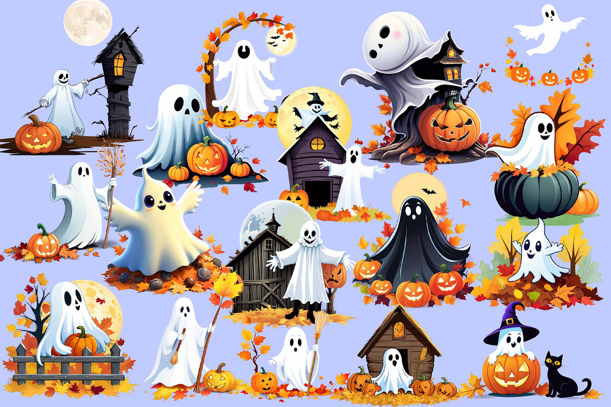 Halloween & Fall Ghost Clipart, an Illustration by Wow Magic (Photo 5 of 5)