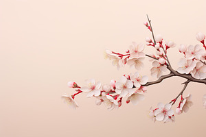 Cherry blossom branch on beige background, a Nature Photo by AlyaAnd