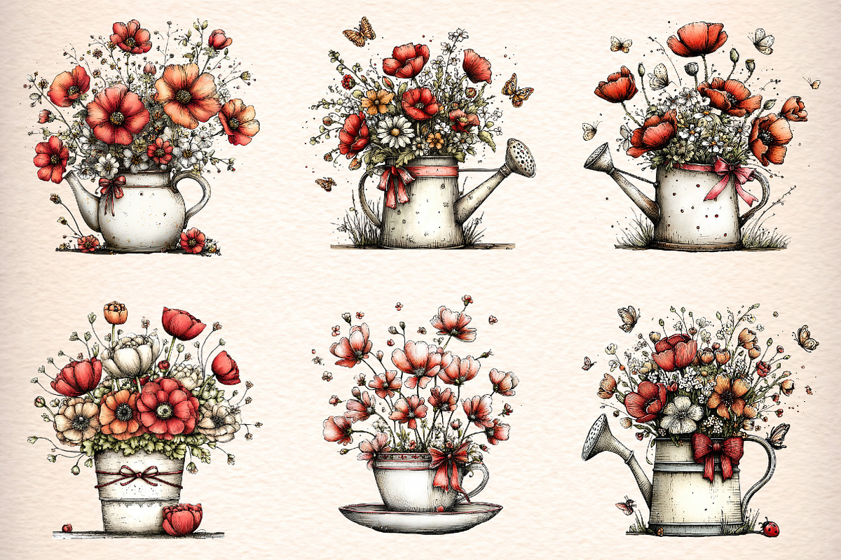 Whimsical Flowers Spring Clipart, an Illustration by Digital Artistic99 (Photo 3 of 11)