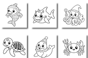Halloween Cutie Ocean Animals Color, a Seasonal Illustration by Design Zone (Thumbnail 4 of 5)