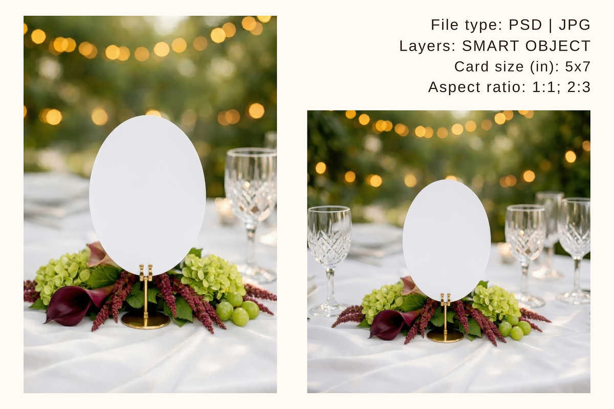 Oval Table Number / Menu Mockup, an Advertising Mockup by Serenefeeling (Photo 5 of 8)