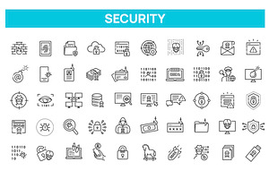 Hacking and Cyber Attack icon set, an Outline Icon by Tettygreen
