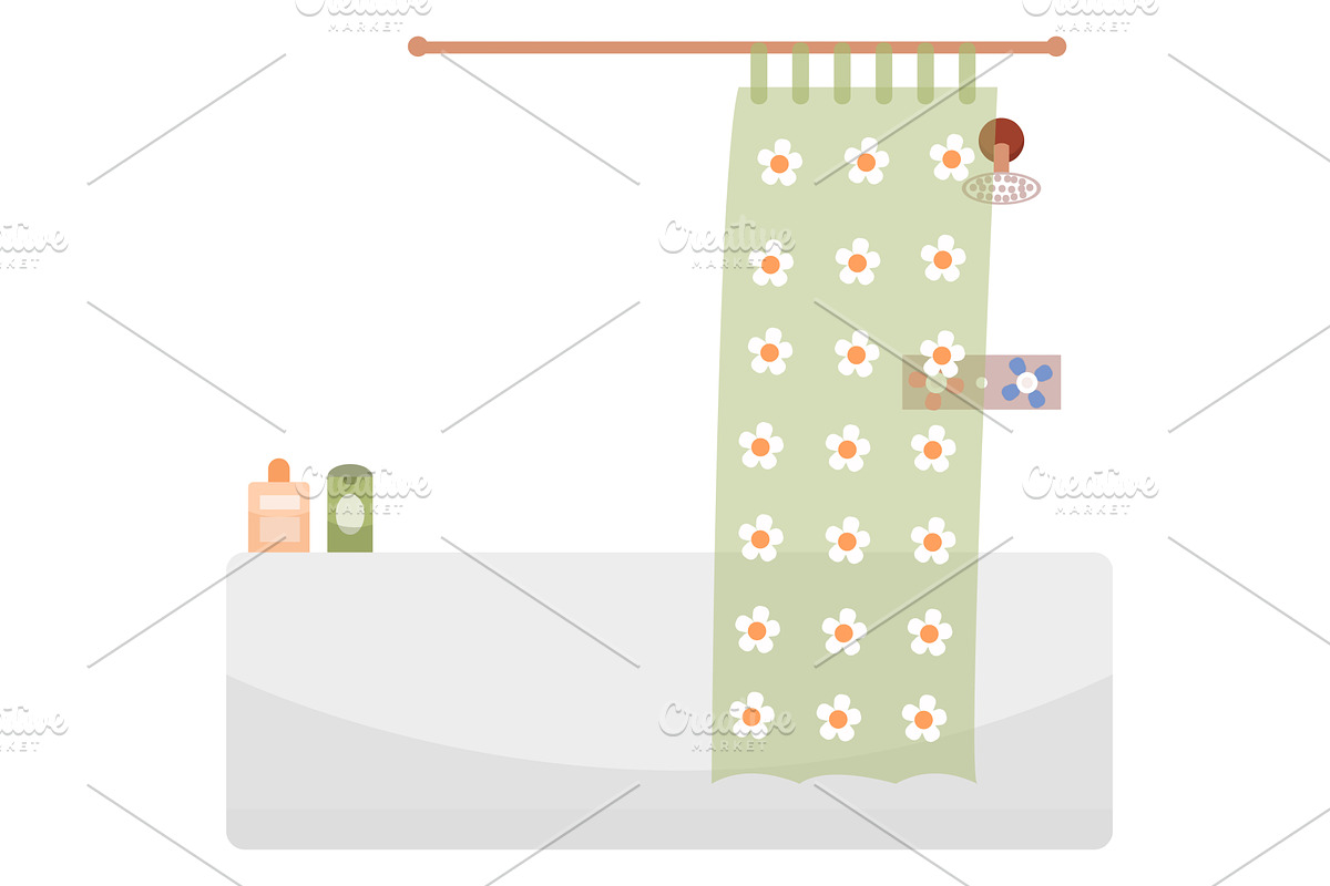 curtain in bathroom vector icon, a Texture Illustration by vectorpointstudio