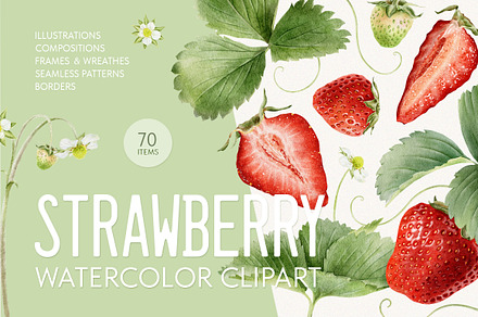 Strawberry watercolor illustrations, a Food Illustration by Fedulova Art
