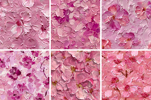 Pink Floral Impasto Seamless Pattern