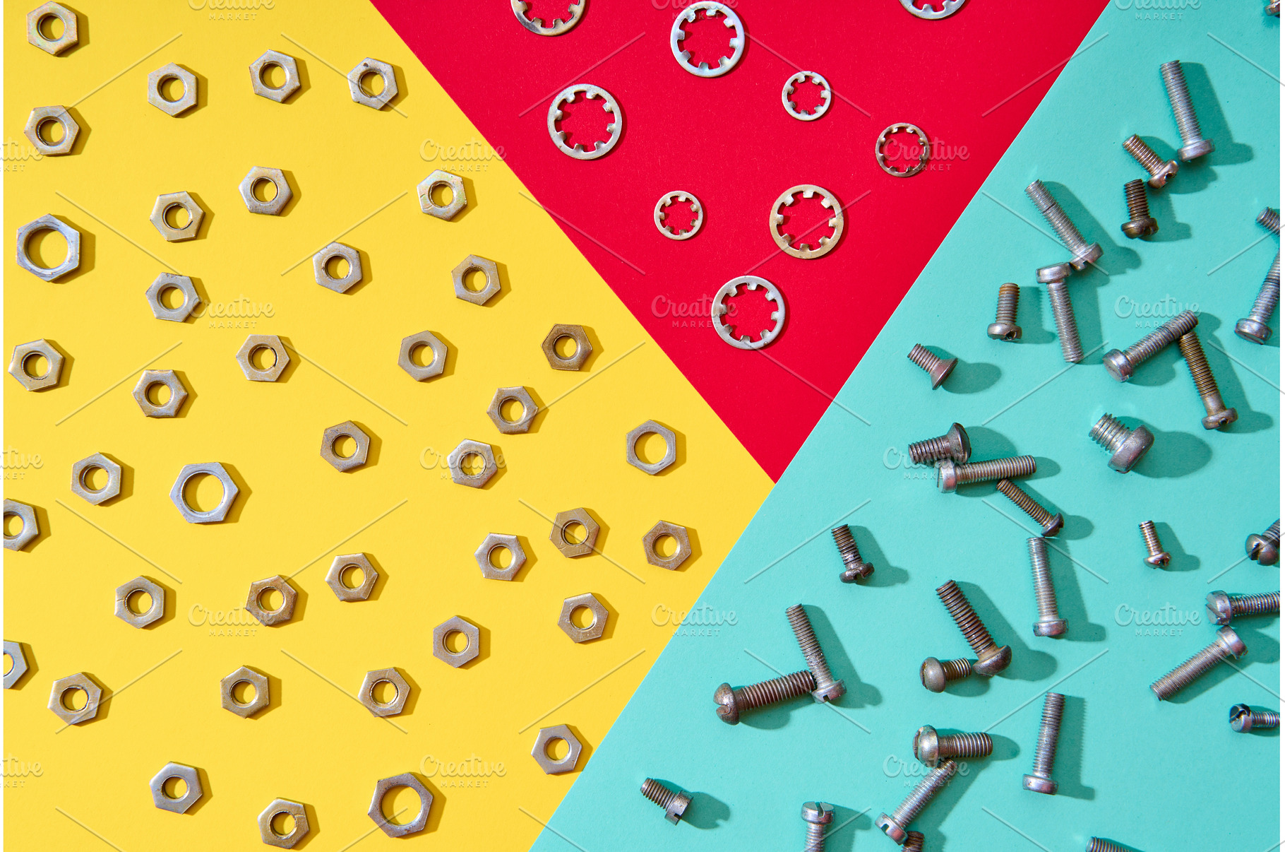 Colorful geometric hardware layout, an Industrial Photo by Gladkov photography