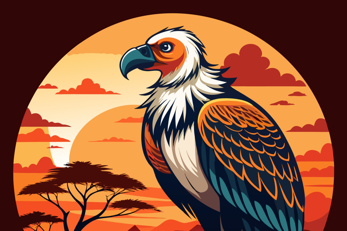 Vulture perched on branch sunset, an Animal Illustration by SouravDesign (Photo 2 of 3)