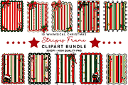 Whimsical Christmas Stripes Frame, a Seasonal Illustration by HueNestify (Thumbnail 1 of 3)