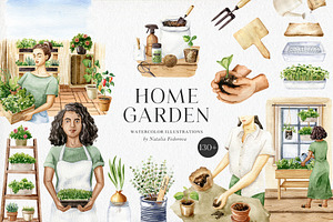 Home Garden watercolor collection
