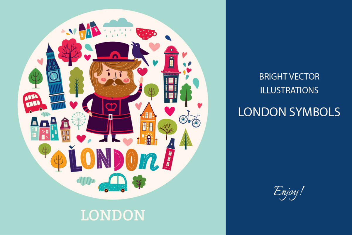 Illustrations with London symbols, a Decorative Illustration by MoleskoStudio (Photo 1 of 9)