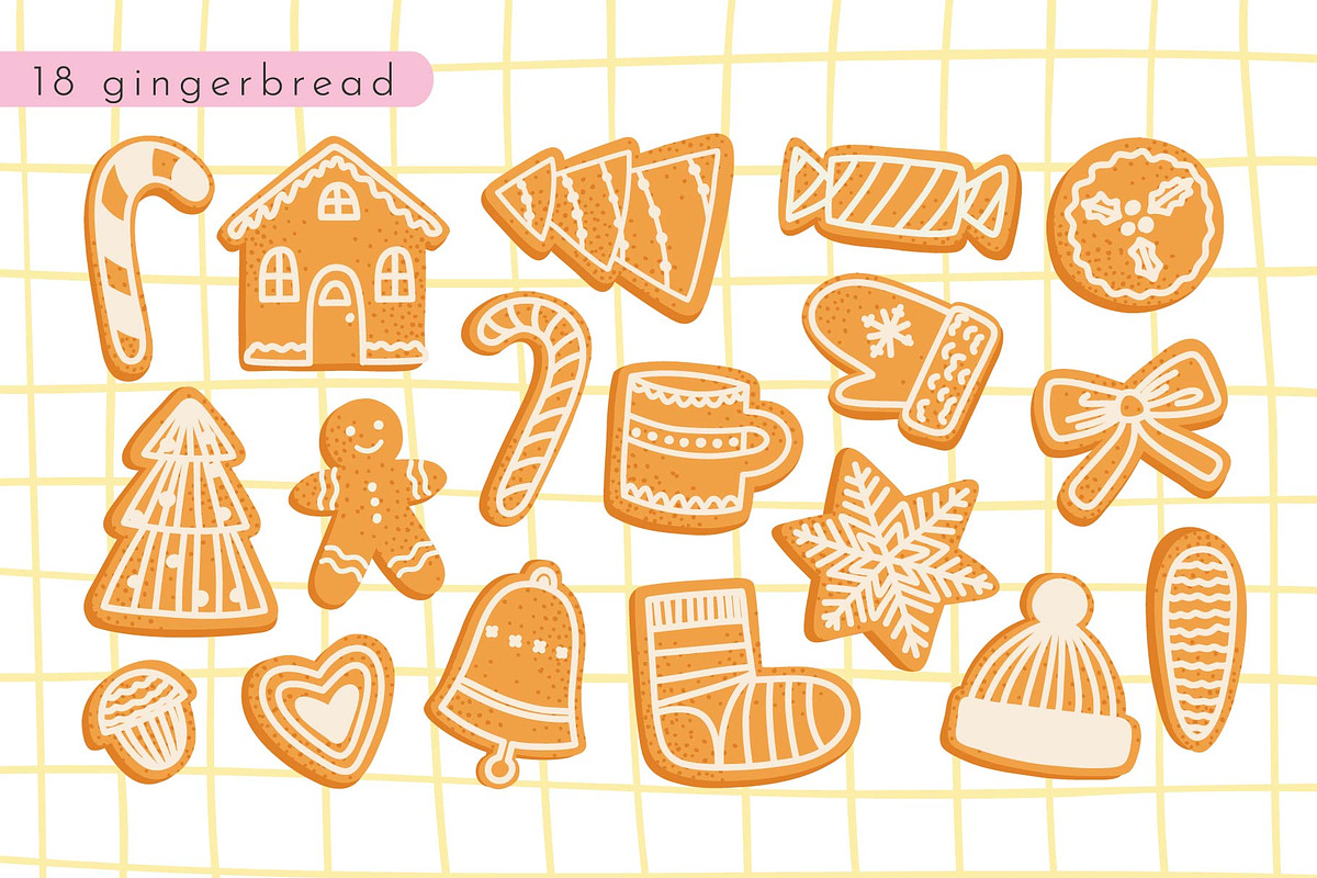 FUNKY GINGERBREAD COOKIES: clipart, a Food Illustration by Elliko shop (Photo 3 of 7)
