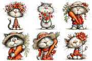 Whimsical Cat Clipart, an Illustration by Design Market (Thumbnail 4 of 5)