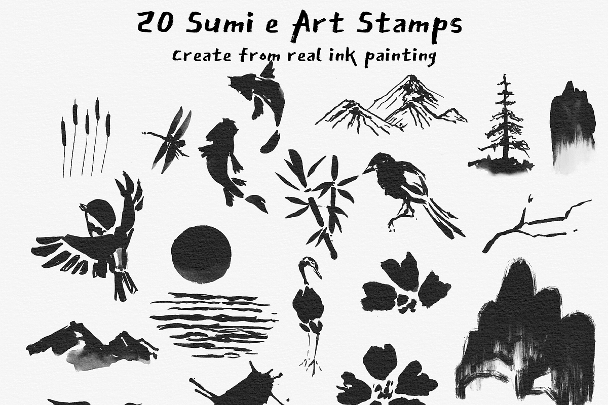 Procreate Japanese ink brush&stamps, a Brush Add-On by ProcreateiBox (Photo 10 of 11)