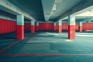 Empty parking garage of supermarket, an Architecture Photo by AlyaAnd
