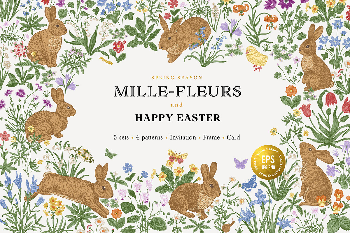 Mille-fleurs. Happy Easter, a Decorative Illustration by olga.korneeva (Photo 1 of 15)