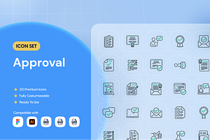 Approval Icon Set, an Outline Icon by Nathaya Studio