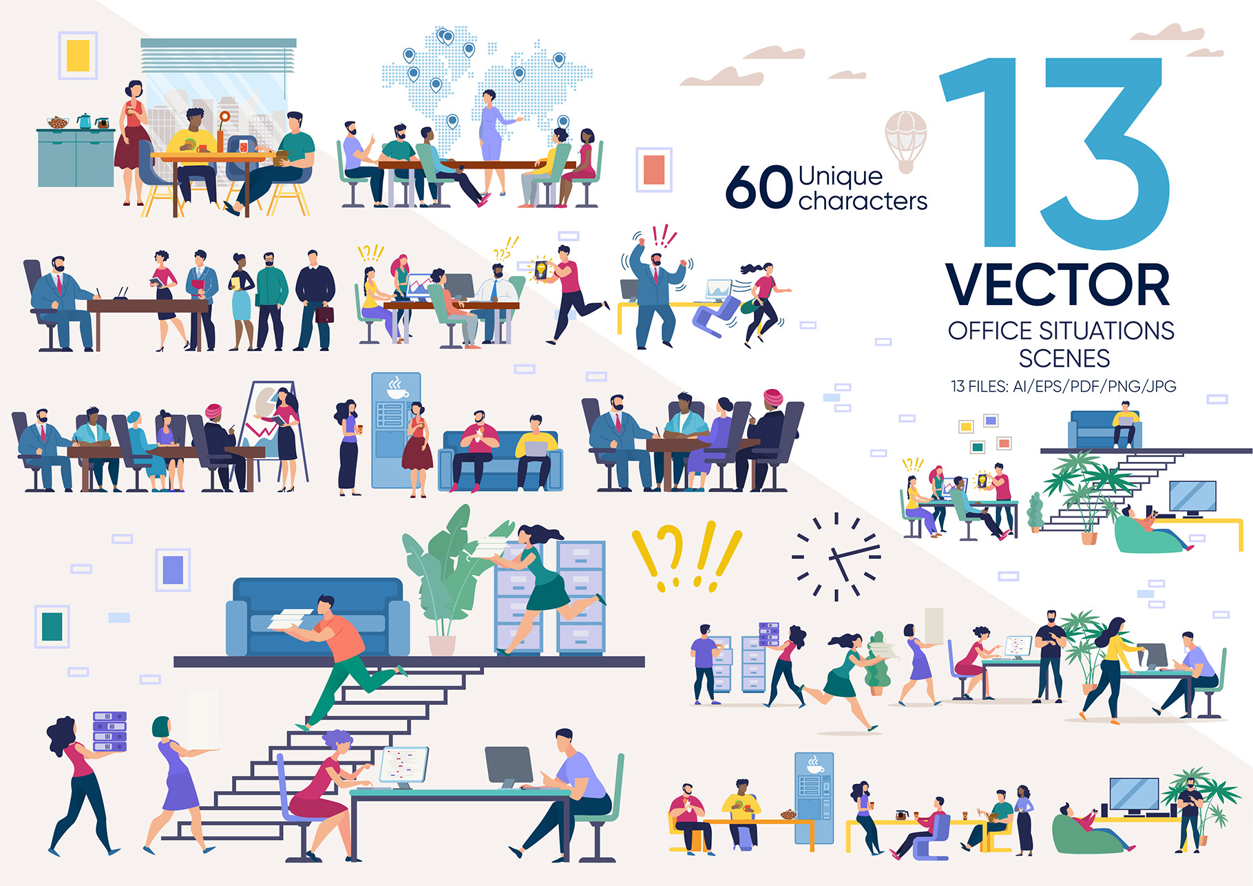 Office Situations Vector Scenes, a Person Illustration by Tera Vector
