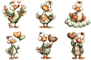 Whimsical Valentine Goose Clipart, an Illustration by CraftArtStudio (Thumbnail 3 of 6)