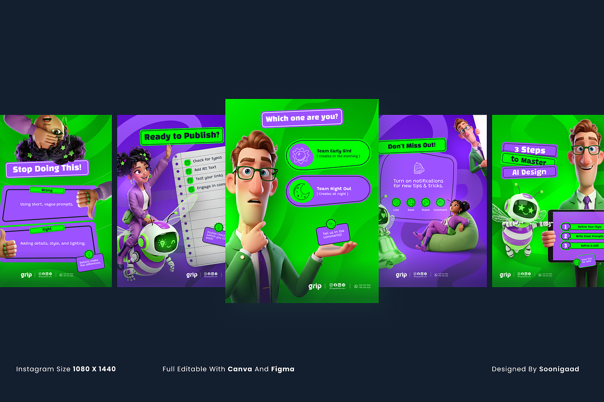 ToonTutor: 3D Educational Social Kit, a Social Media Template by Sooni Gaad (Photo 3 of 10)