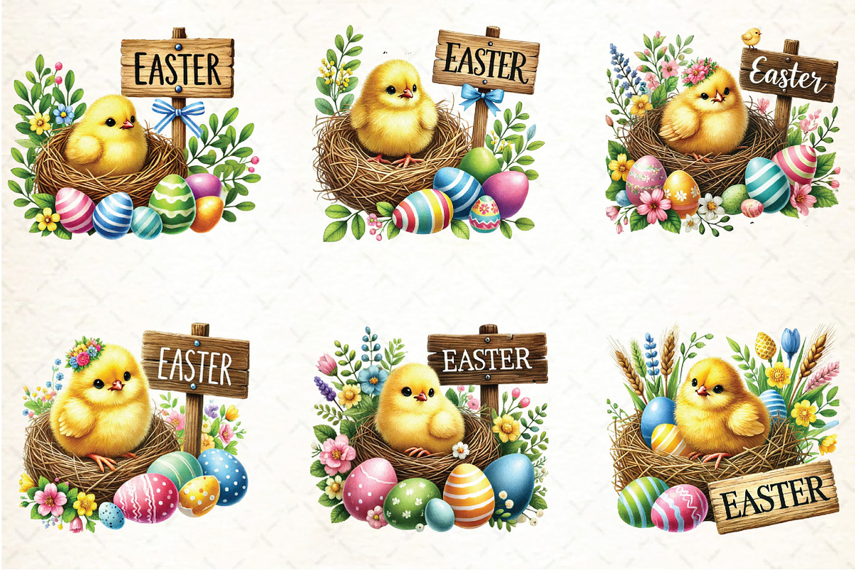 Watercolor Cute Easter Chick Clipart, an Illustration by DreamCafeArt (Photo 3 of 4)