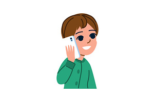 Smiling child talking on smartphone, a Technology Illustration by pikepicture