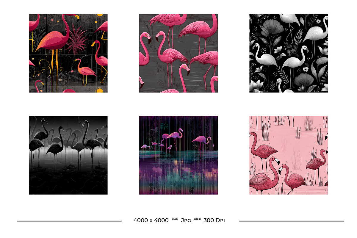 Flamingo Retro Art Style Patterns, a Pattern Graphic by karenfoleyphoto (Photo 5 of 8)