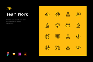 Team Work - Stroke Icons