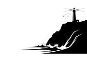 Lighthouse Coastal Cliff Silhouette, a Graphic by hafijul (Thumbnail 6 of 15)