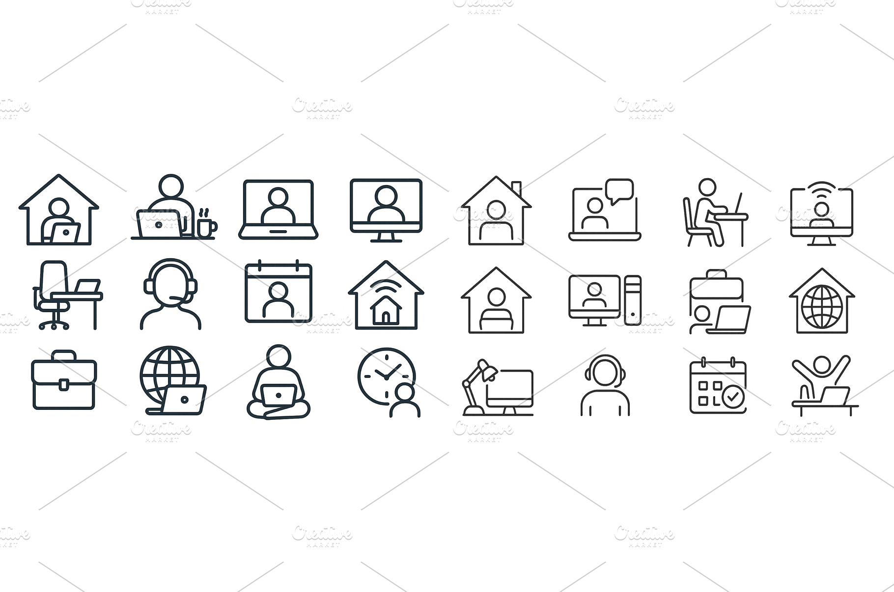 Icons representing remote work, a Technology Photo by ZinetroN