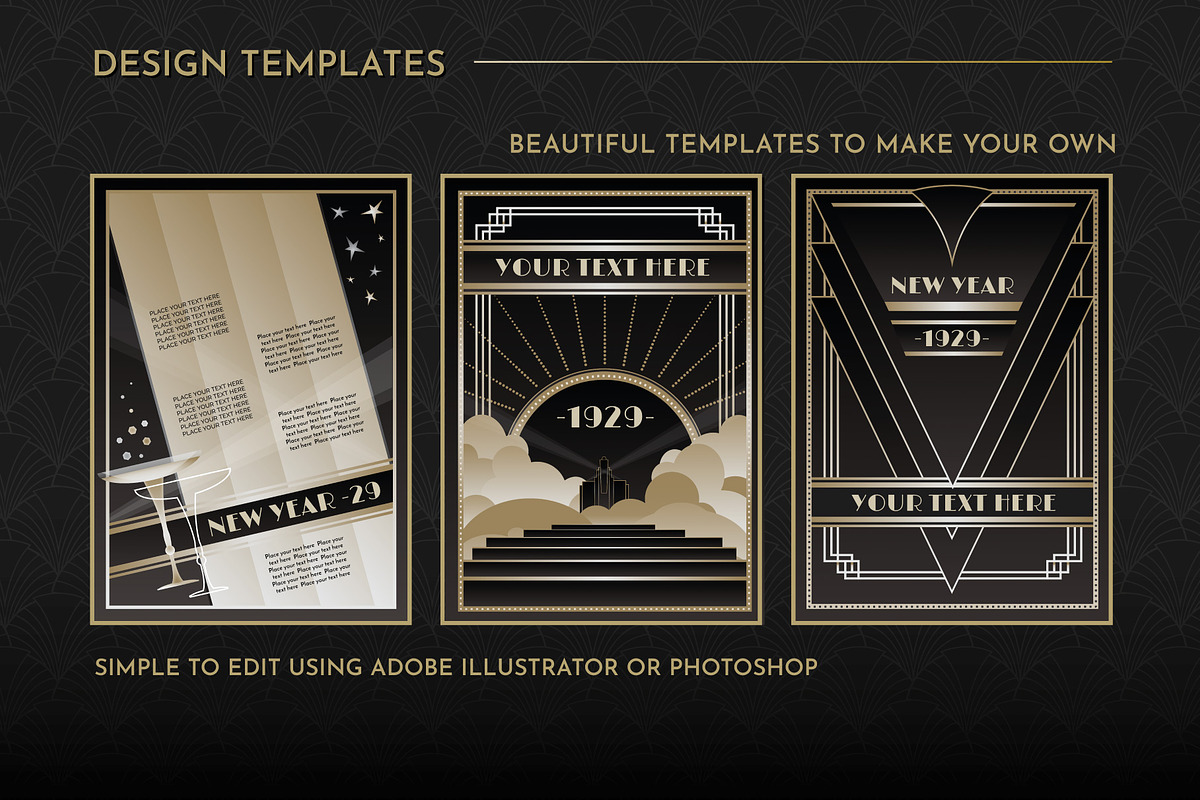 Art Deco Flyer Templates Vol 1, a Decorative Illustration by Wingsart Studio (Photo 3 of 5)