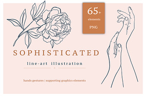 Hands+Graphic line art illustration