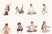 Fitness Girl Clipart Bundle, a Person Illustration by BusyDaydesign (Thumbnail 2 of 9)