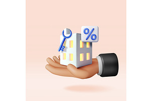 3D Businessman key holding house, a Finance Illustration by Abscent