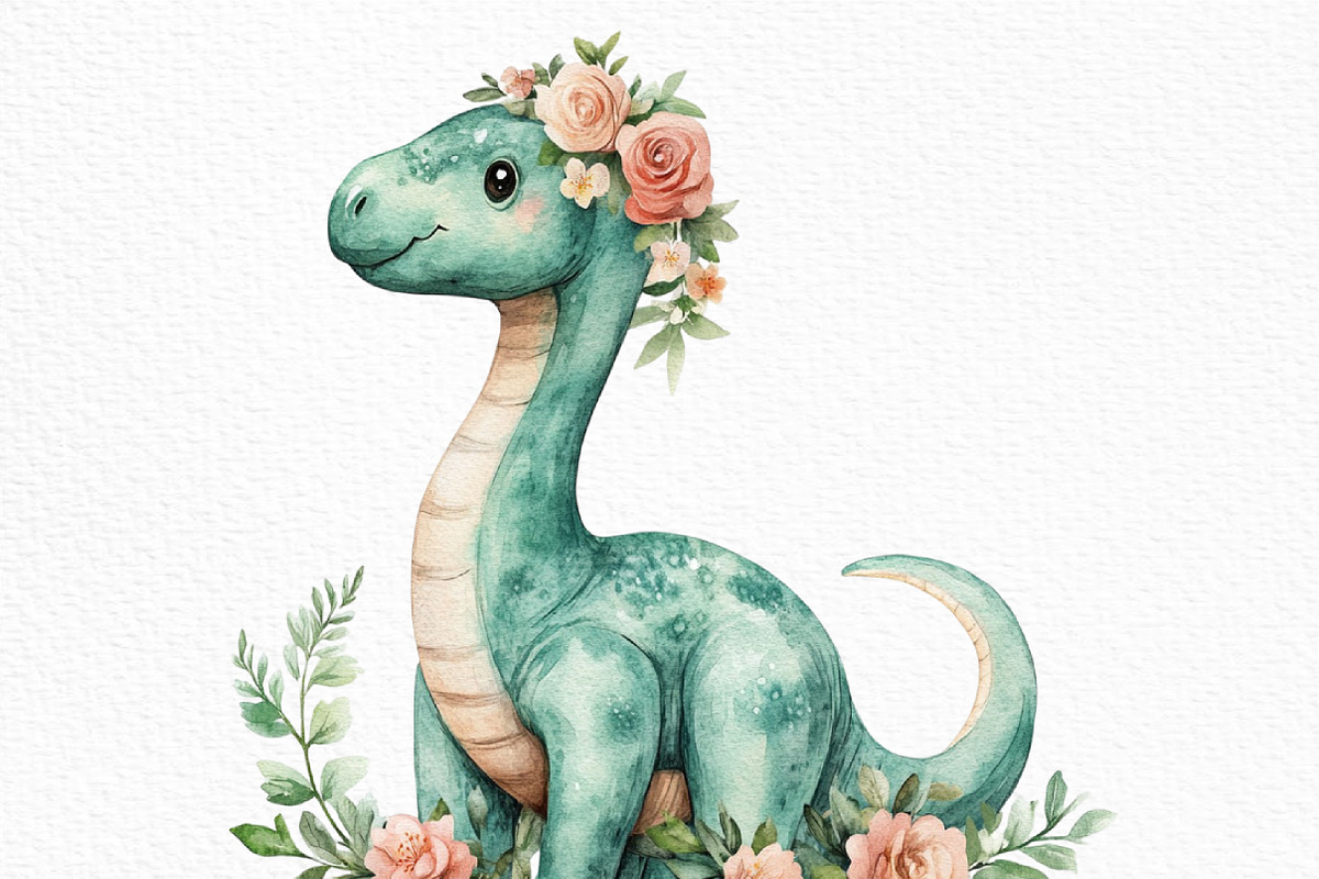 Watercolor Dinosaur Clipart, an Illustration by Craft Nest (Photo 5 of 6)