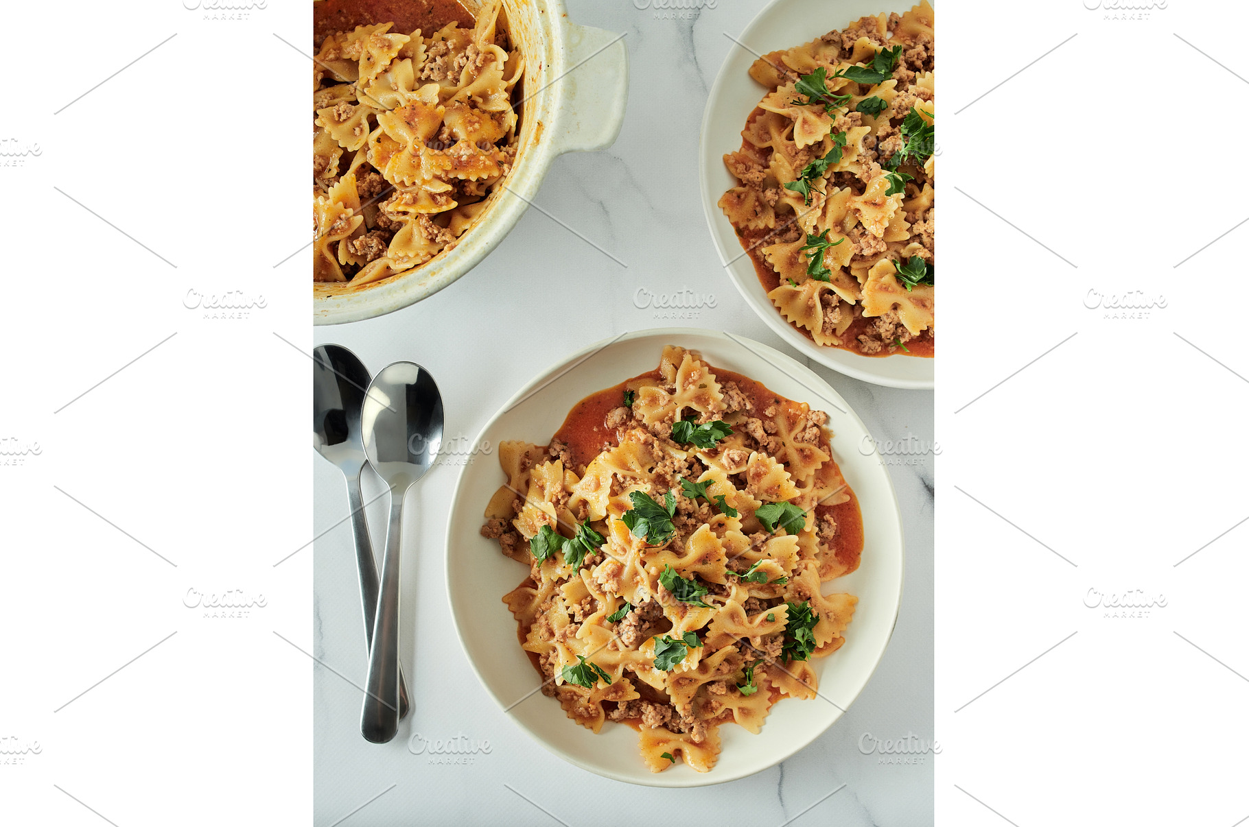 farfelle and ground meat one pot, a Food & Drink Photo by Fascinadora