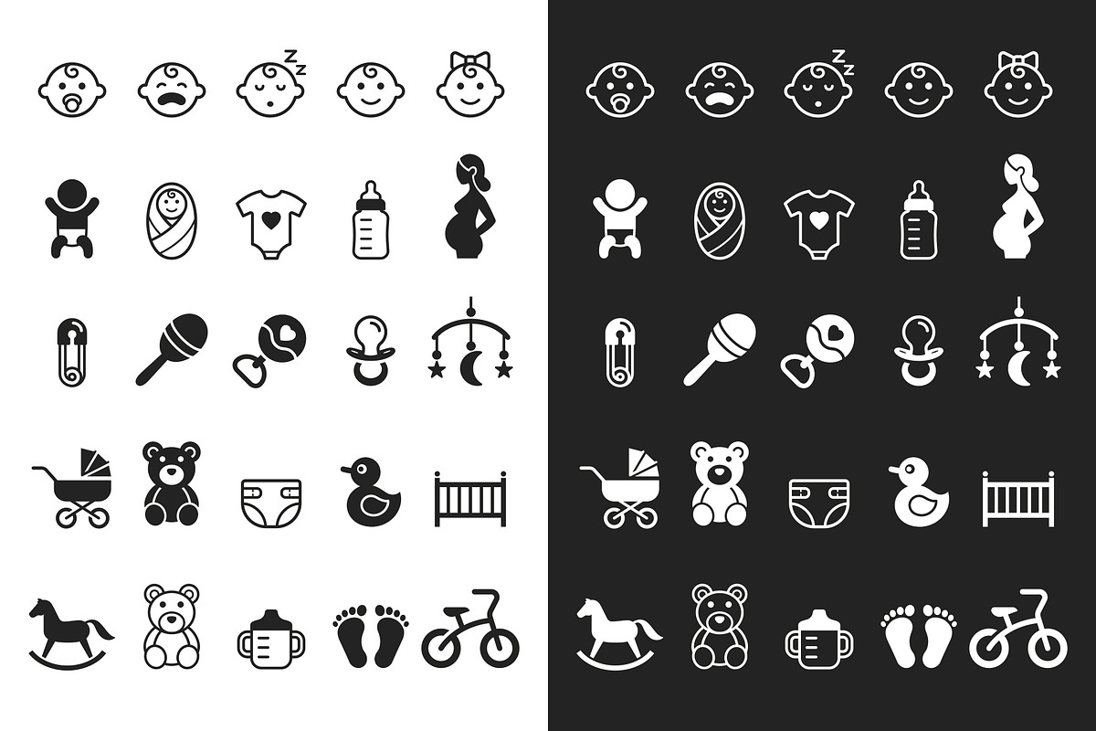 Baby Icons Set, an Outline Icon by Graphixmania