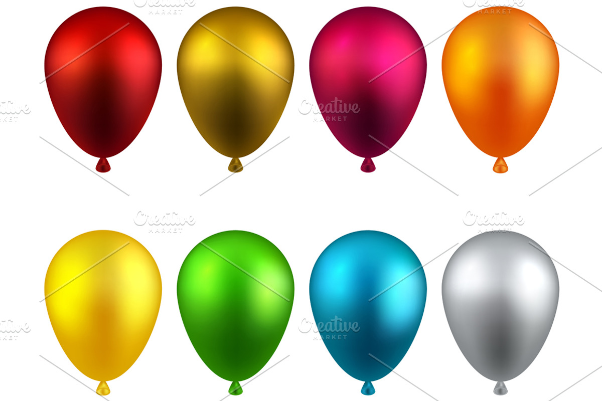 Set of colorful realistic balloons., an Object Graphic by Vjom
