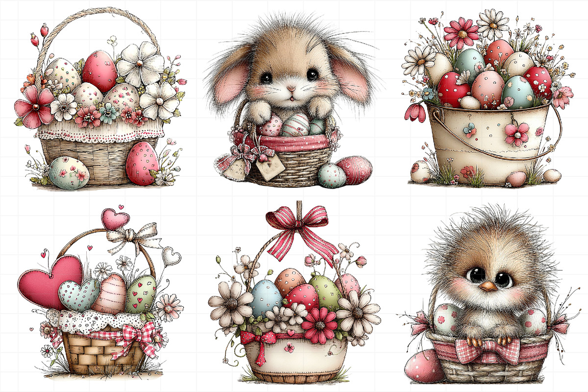 Whimsical Easter Eggs Basket Clipart, an Illustration by Daily.Designs (Photo 6 of 7)