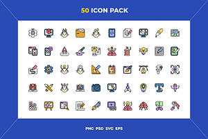 Creative process icons, an Outline Icon by Wencory