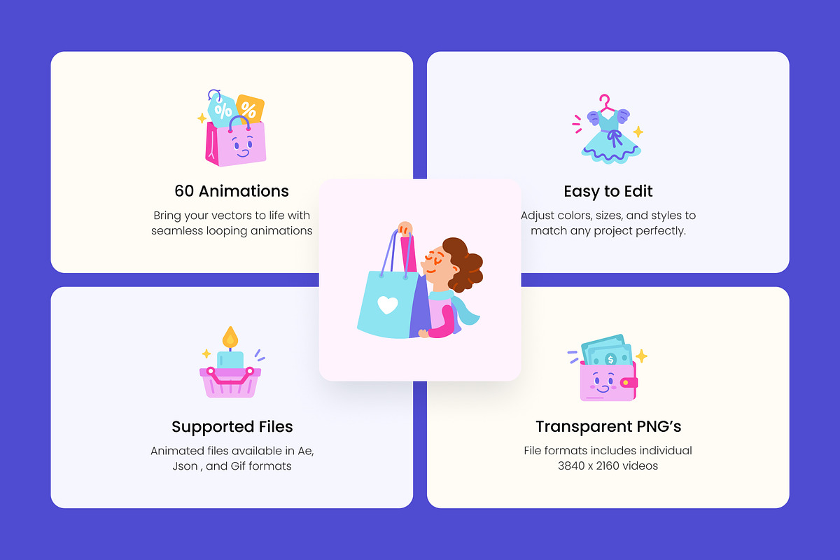 60 Animated Shopping Flat Icons, an Emoji Icon by Prosymbols (Photo 2 of 4)
