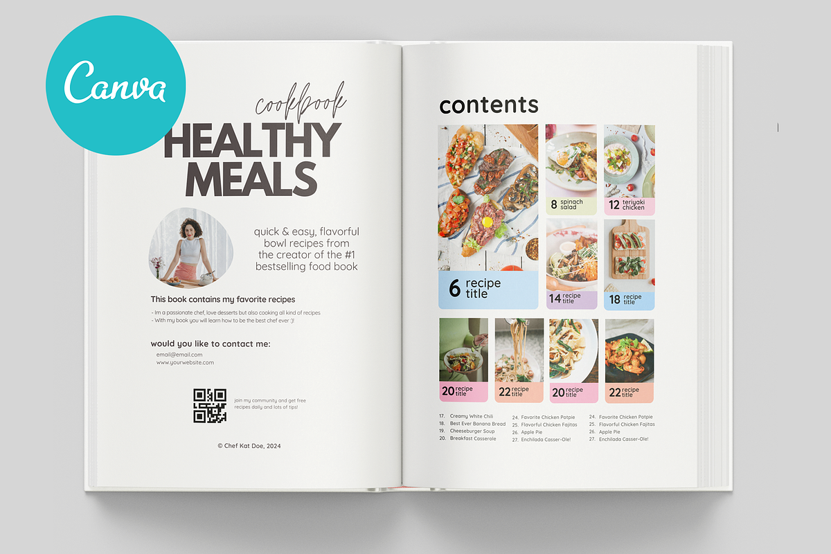 Healthy Meals US Letter Canva Templa, a Magazine Template by DeLaGranSiete (Photo 2 of 9)
