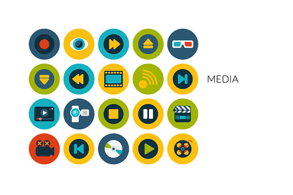 Flat Icons Set Media